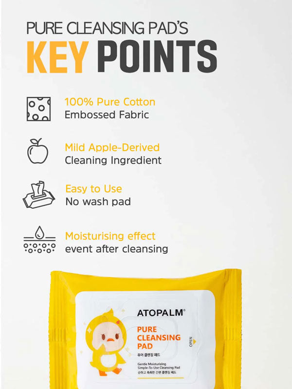 Atopalm Pure Cleansing Pad Gentle Cleansing for Sensitive Skin 30pcs clearance, K-beauty cleansing pads, gentle cleanser, sensitive skin care, skin barrier support, hydrating face pads, Atopalm, Korean skincare for sensitive skin