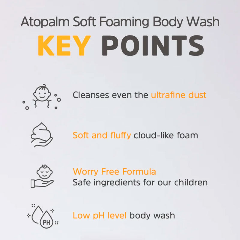 Atopalm Soft Foaming Body Wash Kids Gentle Cleanser 460ml BODY CARE, Bath & Shower, Body Wash, Atopalm Kids Body Wash, Sensitive Skin Cleanser, Korean Skincare, Gentle Body Wash, Skin Barrier Support, Hydrating Cleanser, Coconut Cleanser