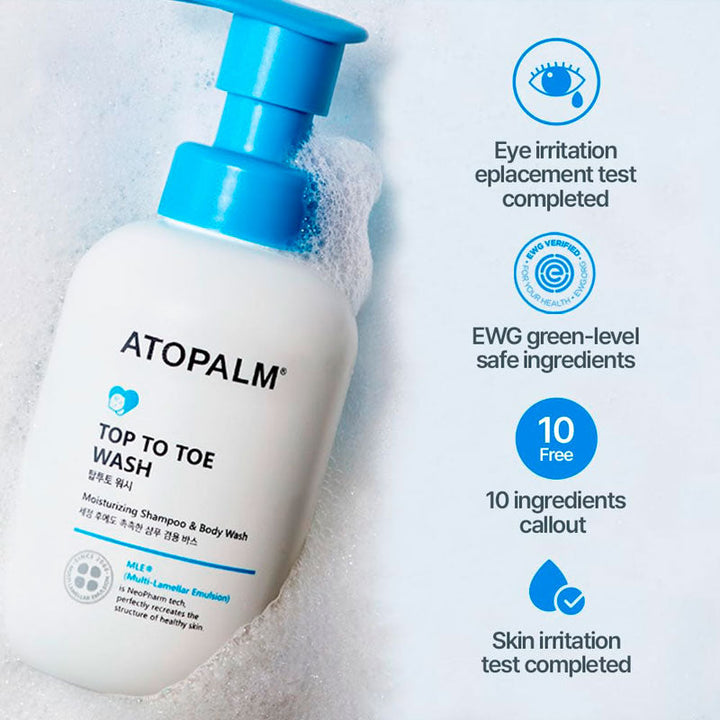 Atopalm Top to Toe Wash Hair and Body Cleanser 300ml Atopalm, Body Wash, Hair Cleanser, Korean Skincare, Ceramide Body Care, Hydrating Cleanser, Sensitive Skin Body