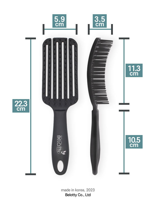Belotty Elastoma Vent Brush - Flexible Hair Drying - Styling Brush MAKEUP, Face, Contour & Highlighter, Belotty Vent Brush, Flexible Hair Brush, Fast Drying Brush, K-beauty Hair Accessory, Hair Detangling Tool, Volume Hair Brush, Elastomer Brush
