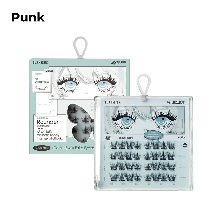 BLJ COSMETICS Comic Eyes False Eyelashes, Glue-free Voluminous (4 Styles)