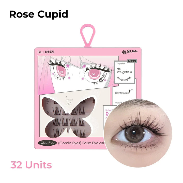 BLJ COSMETICS Comic Eyes False Eyelashes, Glue-free Voluminous (4 Styles)