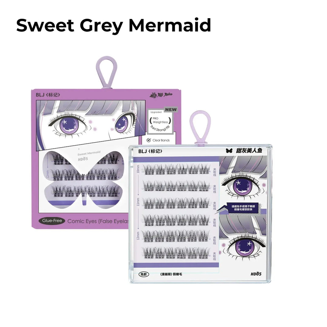 BLJ COSMETICS Comic Eyes False Eyelashes, Glue-free Voluminous (4 Styles)