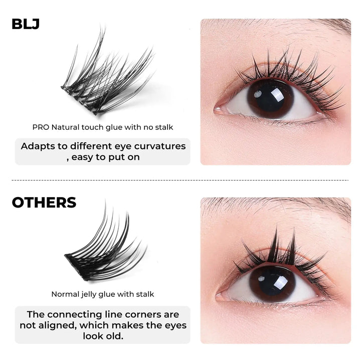 BLJ COSMETICS Comic Eyes False Eyelashes, Glue-free Voluminous (4 Styles)