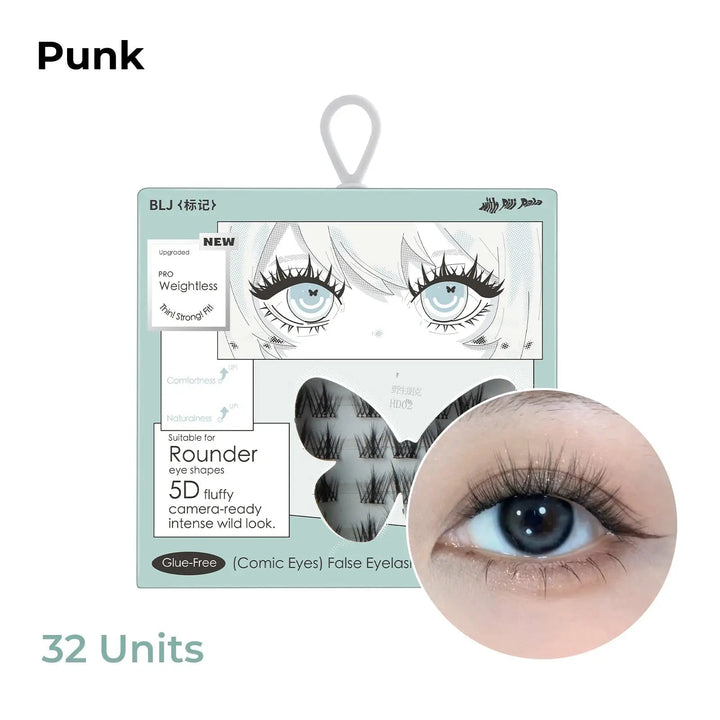 BLJ COSMETICS Comic Eyes False Eyelashes, Glue-free Voluminous (4 Styles)