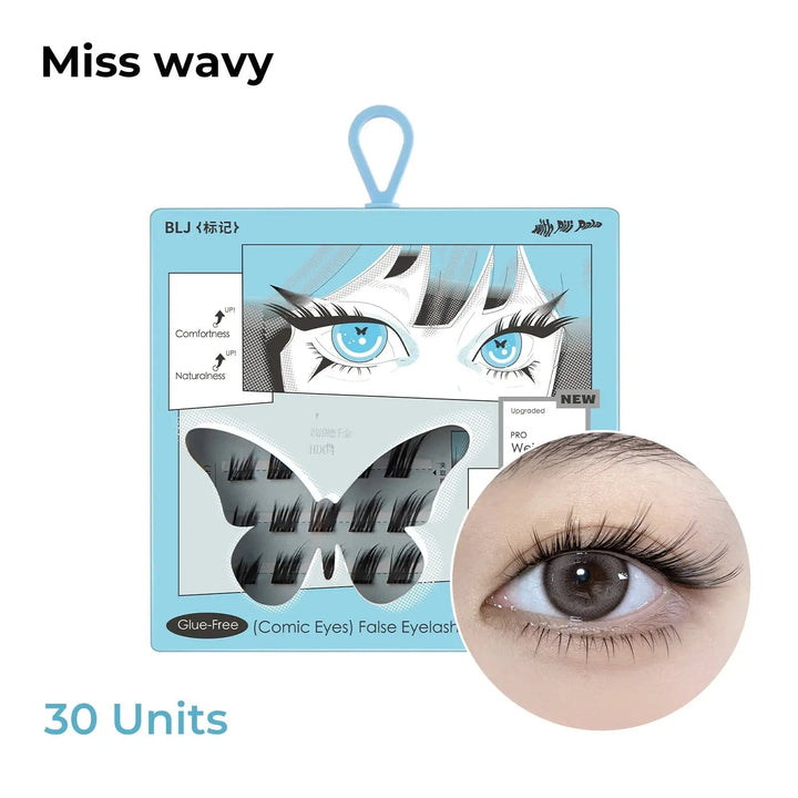 BLJ COSMETICS Comic Eyes False Eyelashes, Glue-free Voluminous (4 Styles)