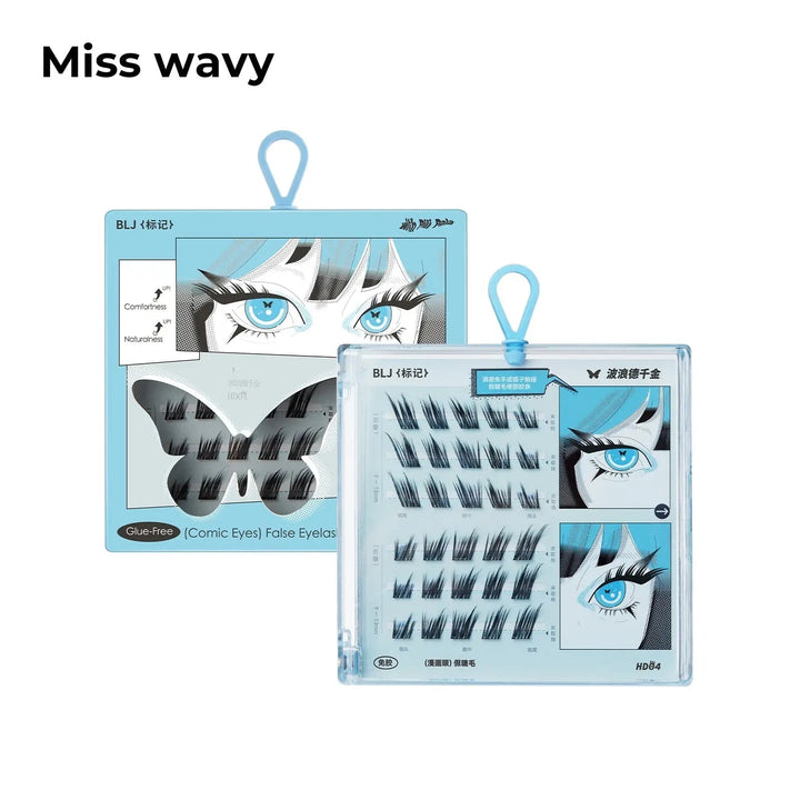 BLJ COSMETICS Comic Eyes False Eyelashes, Glue-free Voluminous (4 Styles)