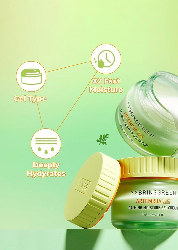BRING GREEN Artemisia Cera Calming Moisture Gel Cream 75ml*2 Health & Beauty oceanbuy beauty markham toronto free ship USA asian korean skincare