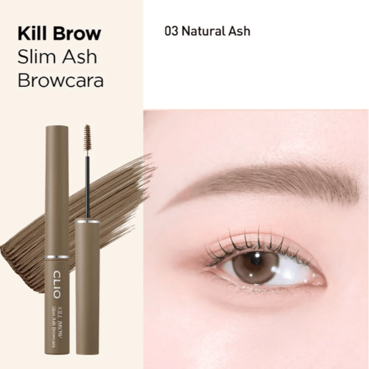 CLIO Kill Brow Slim Ash Mascara Ash - Toned Brow Finish 3g Eye Makeup 7