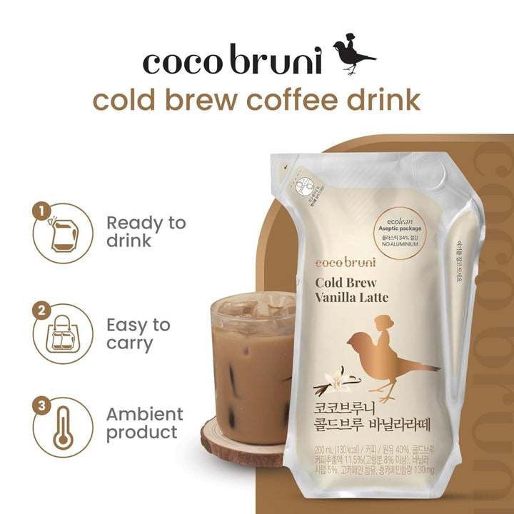 COCO BRUNI Cold Brew Vanilla Latte 200ml (3 Pack) Food, Beverages & Tobacco oceanbuy.ca markham toronto free ship USA asian korean skincare