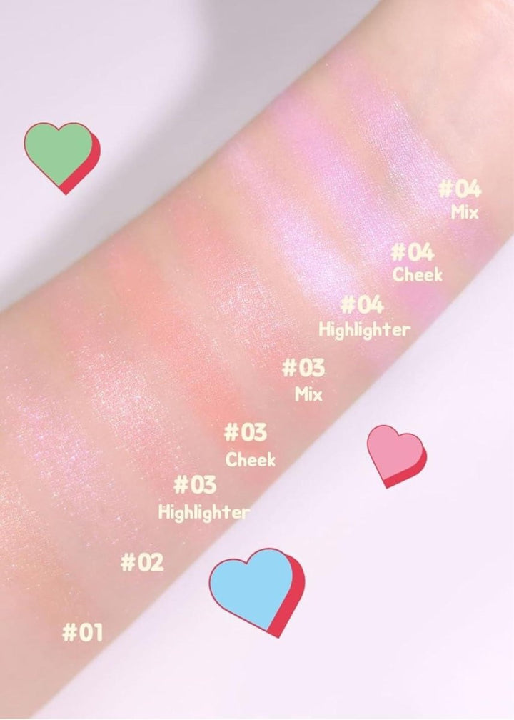 Colorgram Milk Bling Heartlighter Peach Coral Shimmer 1pc 3