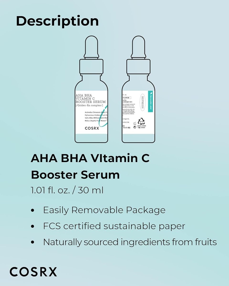 COSRX Refresh AHA BHA Vitamin C Booster Serum 30ml Health & Beauty oceanbuy.ca markham toronto free ship USA asian korean skincare