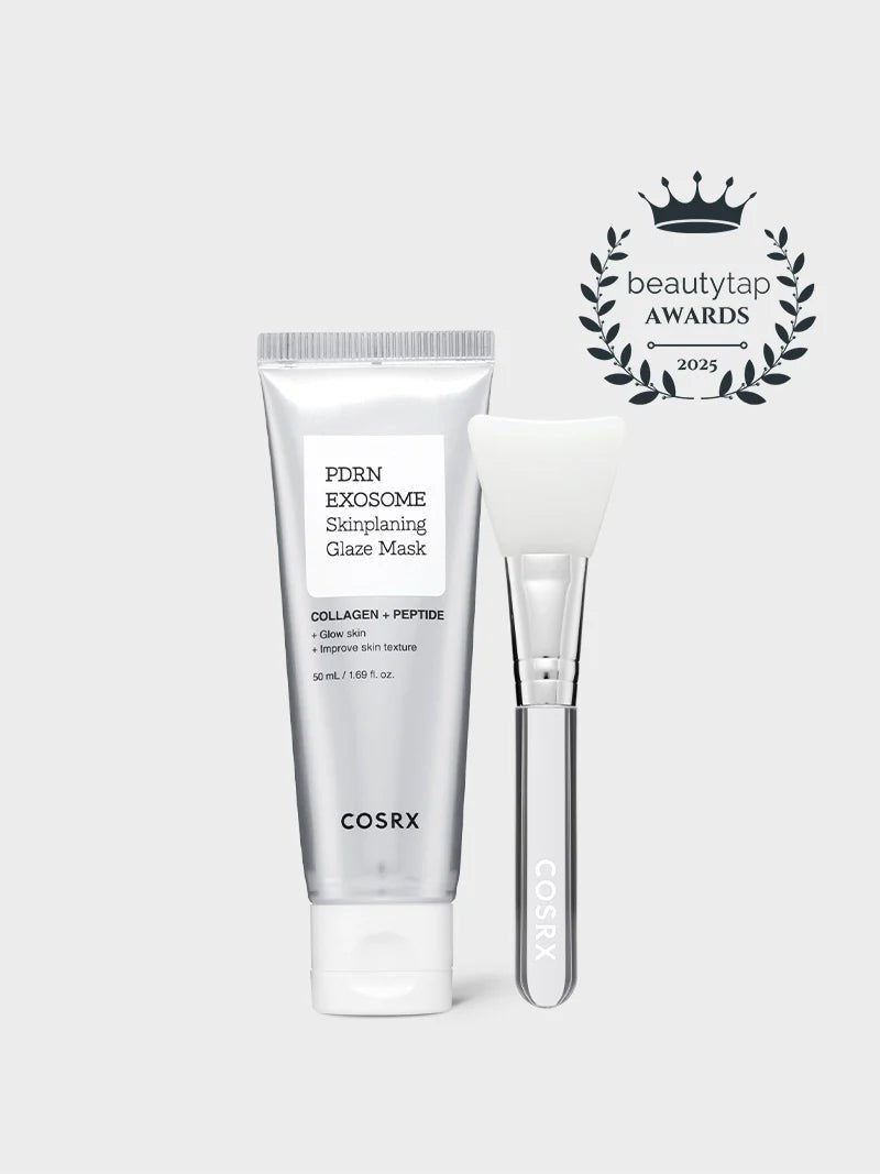 Cosrx skincare products on a white background with a beautyTap awards logo.