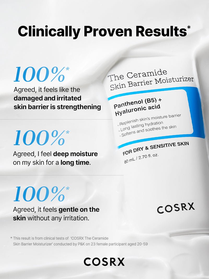Cosrx Ceramide Skin Barrier Moisturizer with clinical proven results on a white background