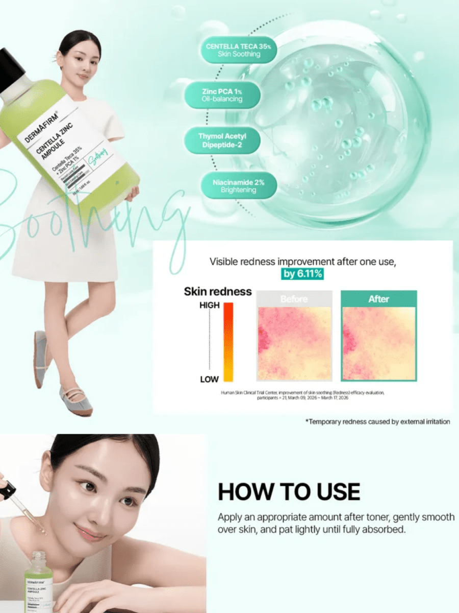 DERMAFIRM Centella Zinc Ampoule Soothing Hydration 50ml Ampoule 4