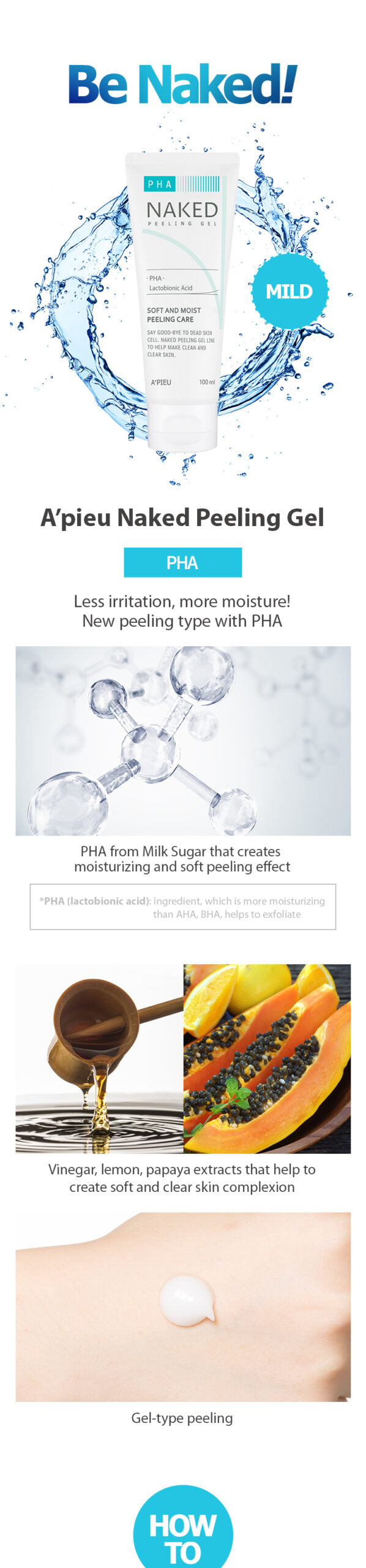 APIEU Naked Peeling Gel PHA Exfoliating Cleanser 100ml SKIN CARE, Treatments, Exfoliators, PHA peeling gel, Korean exfoliating cleanser, gentle exfoliant, dull skin radiance, hydrating gel, skin texture improvement, Apieu skincare