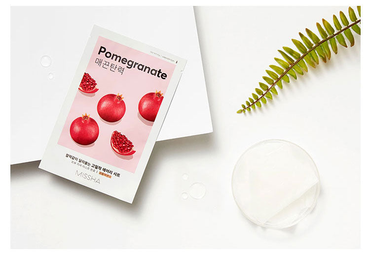 MISSHA Airy Fit Sheet Mask Pomegranate Moisturizing Soothing SKIN CARE, Face Masks, Pomegranate Sheet Mask, K-Beauty Face Mask, Hydrating Mask, Soothing Skincare, Missha Skincare, Skin Radiance, Moisture Boost