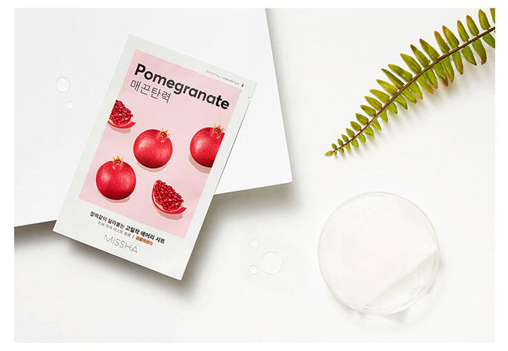 MISSHA Airy Fit Sheet Mask Pomegranate Moisturizing Soothing SKIN CARE, Face Masks, Pomegranate Sheet Mask, K-Beauty Face Mask, Hydrating Mask, Soothing Skincare, Missha Skincare, Skin Radiance, Moisture Boost