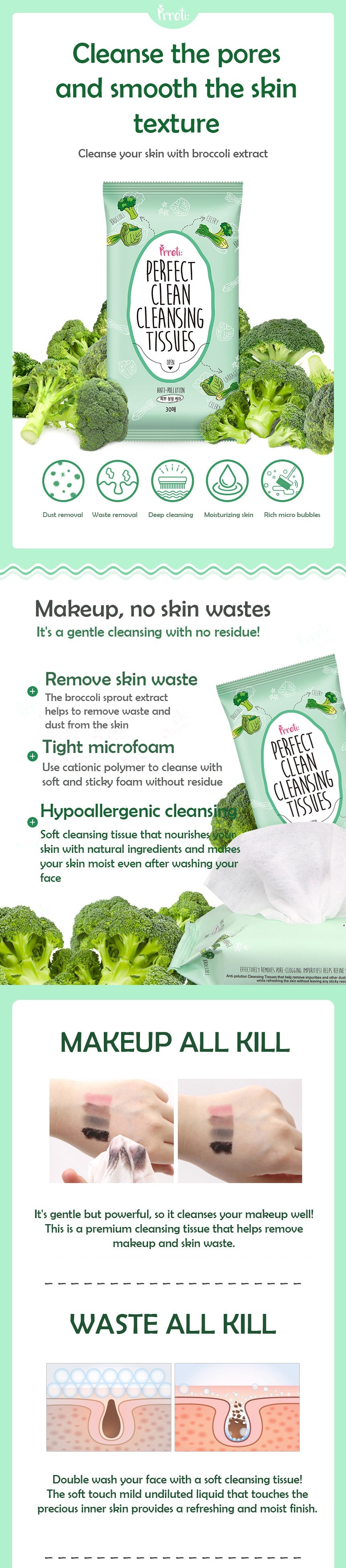 PRRETI Daily Cleansing Tissues 30pcs