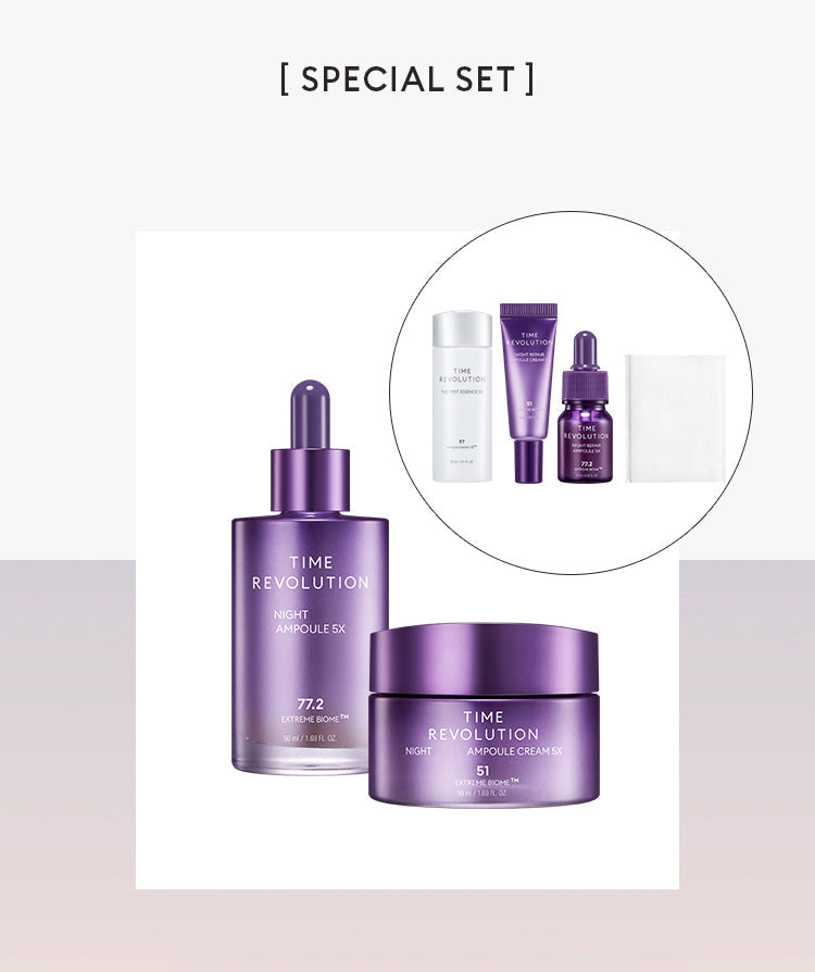 MISSHA Time Revolution Night Special Set Revitalizing Skincare 5X Korean skincare, night repair, fermented ingredients, probiotic skincare, hydrating gift set, skin barrier support, revitalizing essence