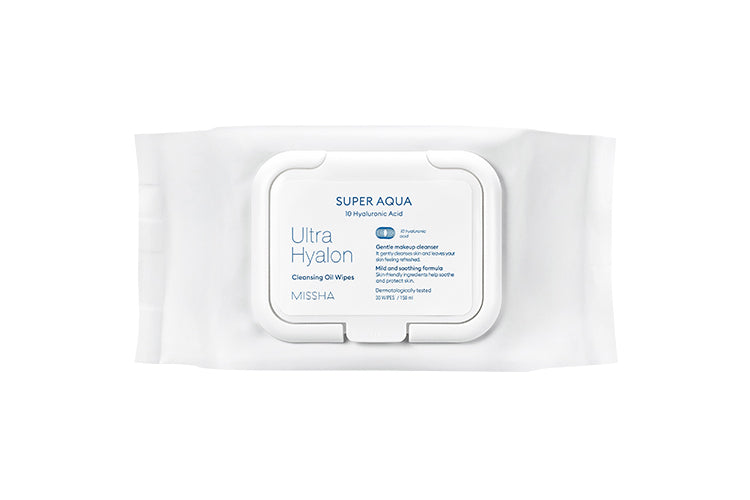 MISSHA Super Aqua Ultra Hyalron Cleansing Oil Wipes (Hyalron) 30 sheets SKIN CARE, Cleansers, Make Removers, K-Beauty Cleanser, Hydrating Cleansing Wipes, Hyaluronic Acid Skincare, Makeup Remover Wipes, Korean Skincare Essentials, Gentle Facial Cleanser, Skin Barrier Support