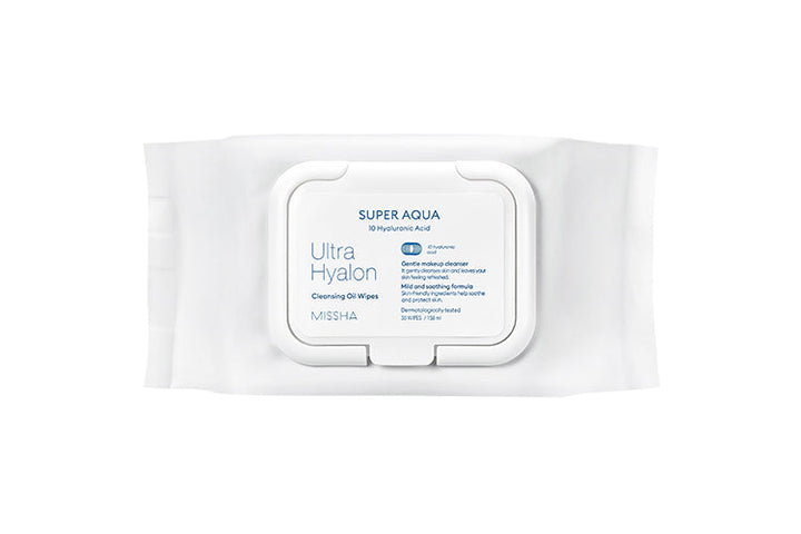 MISSHA Super Aqua Ultra Hyalron Cleansing Oil Wipes (Hyalron) 30 sheets SKIN CARE, Cleansers, Make Removers, K-Beauty Cleanser, Hydrating Cleansing Wipes, Hyaluronic Acid Skincare, Makeup Remover Wipes, Korean Skincare Essentials, Gentle Facial Cleanser, Skin Barrier Support