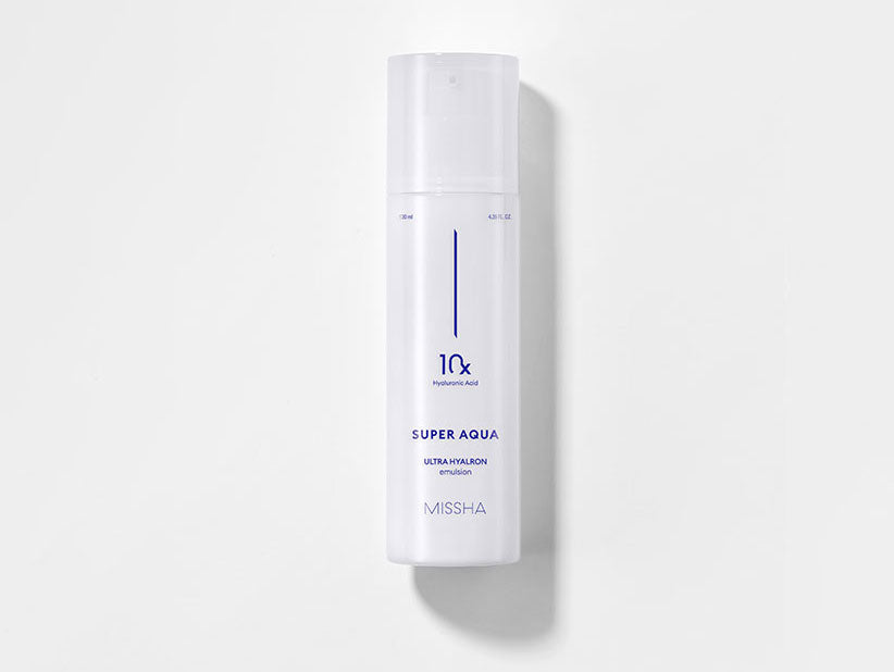 MISSHA Super Aqua Ultra Hyalron Emulsion 10X Deep Hydration 130ml SKIN CARE, Moisturizers, Facial Moisturizers, Korean Emulsion, Hyaluronic Acid Moisturizer, Deep Hydration Skincare, Skin Barrier Support, Missha K-beauty, Lightweight Face Lotion, Dry Skin Hydration