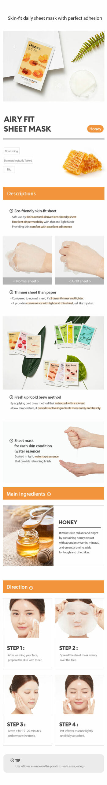 MISSHA Airy Fit Sheet Mask Honey Moisturizing 1 pc