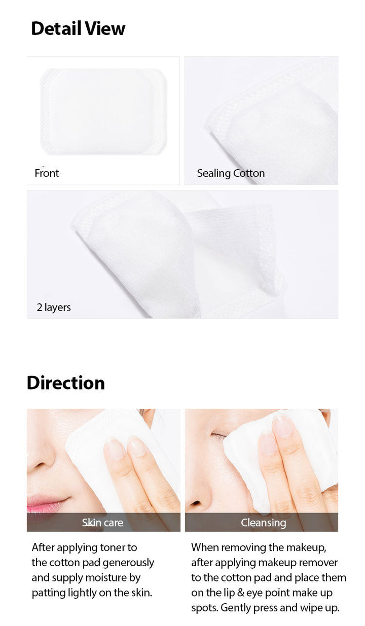 MISSHA Silk Feel Cotton Puff - Double Layer Gentle Skincare Korean cotton pads, skincare accessories, gentle toner application, lint-free pads, hydration support, Missha cotton puff, double layer cotton