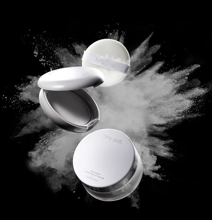 MISSHA Airy Pot Powder Translucent Sebum Control 9g Missha Airy Pot Powder, K-Beauty Setting Powder, Sebum Control, Translucent Face Powder, Mattifying Makeup, Korean Base Makeup, Oil Absorbing Powder