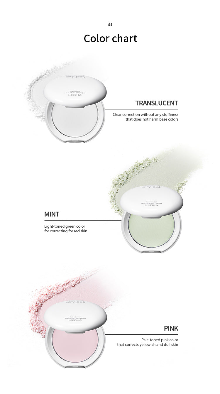 MISSHA Airy Pot Pressed Powder (Sebum Control-Matte) 5g MAKEUP, Face, Setting Spray & Powder, MISSHA Pressed Powder, Sebum Control Powder, Matte Finish Makeup, Korean Setting Powder, Pore Blurring Powder, Oil Absorbing Makeup, Lightweight Face Powder