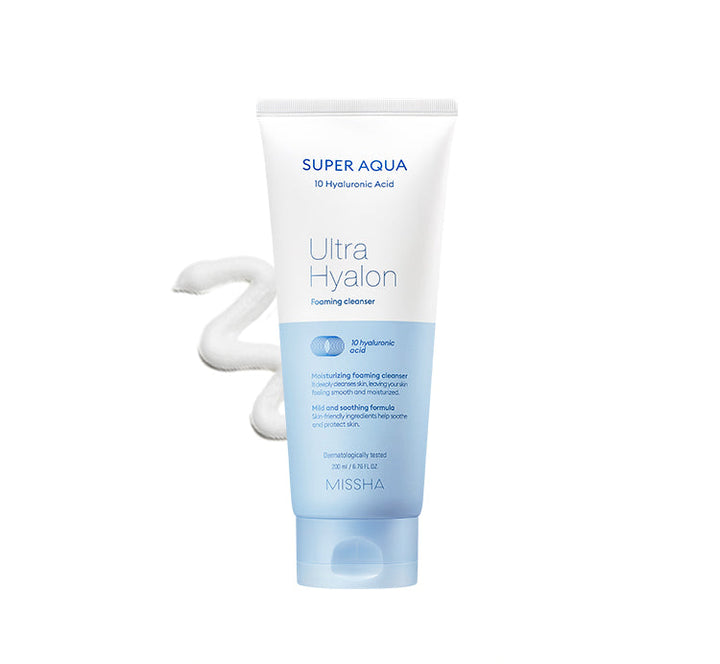 MISSHA Super Aqua Ultra Hyalron Hydrating Cleansing Cream 200ml Korean Cleanser, Hydrating Cleansing Cream, Hyaluronic Acid, Skin Barrier Support, K-Beauty Skincare, Moisture Replenishment, Dull Skin