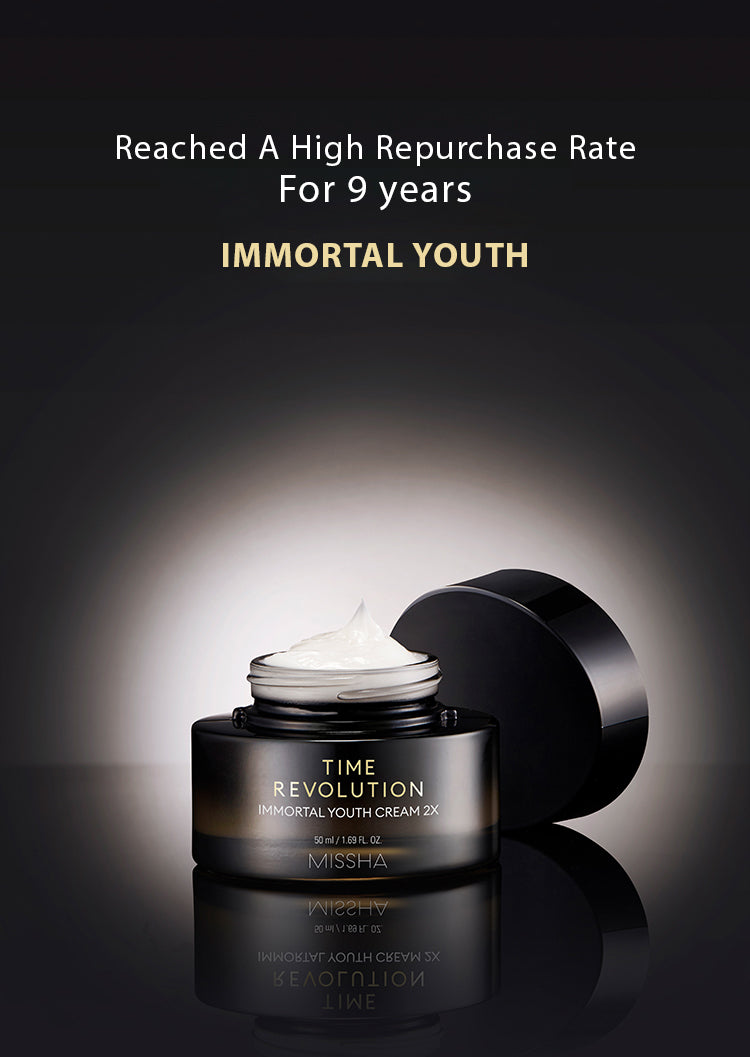 MISSHA Time Revolution Immortal Youth Cream 2X Skin Elasticity 50ml SKIN CARE, Treatments, Serum & Essence, Korean Moisturizer, Chaga Mushroom, Reishi Mushroom, Birch Juice Skincare, Skin Elasticity, Hydrating Cream, Skin Barrier Support