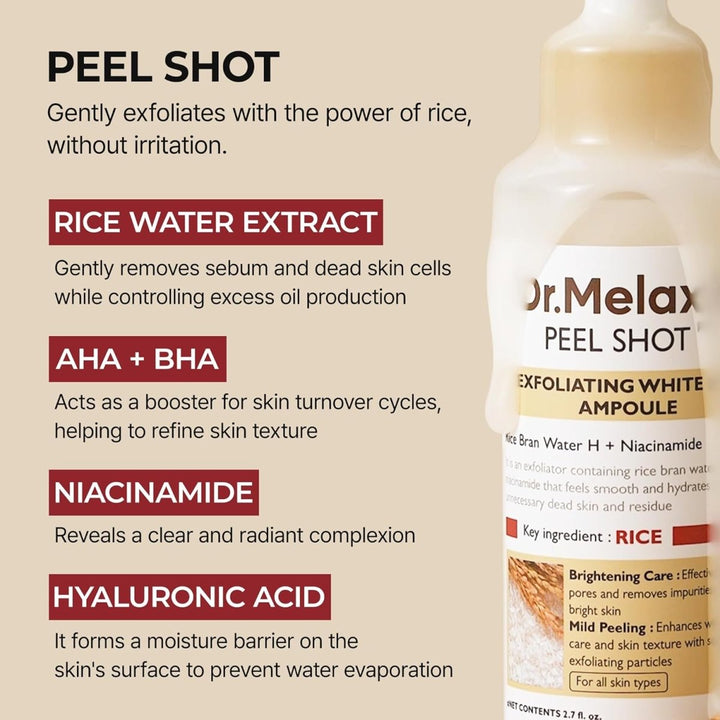 Dr.Melaxin Peel Shot Glow White Rice Peeling Ampoule 80ml Health & Beauty 5
