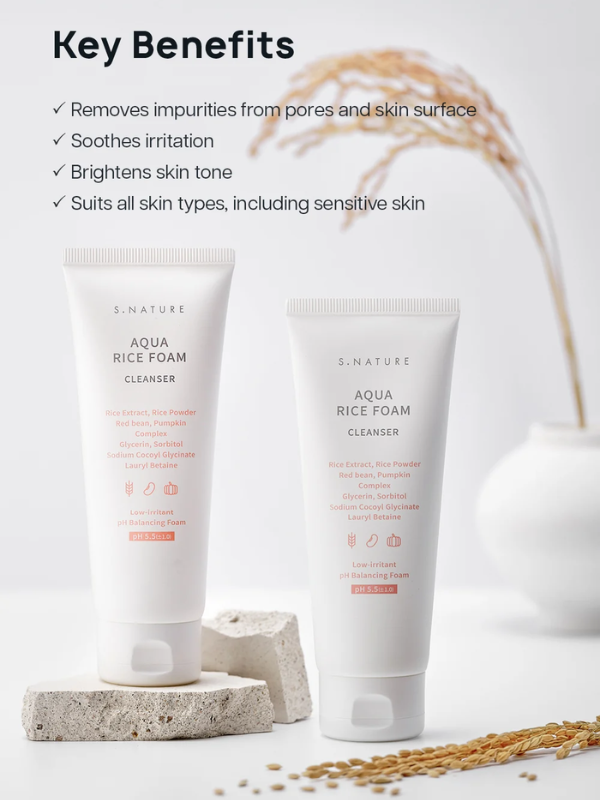 S.Nature Aqua Rice Foam Cleanser 160ml SKIN CARE, Cleansers, Face Wash