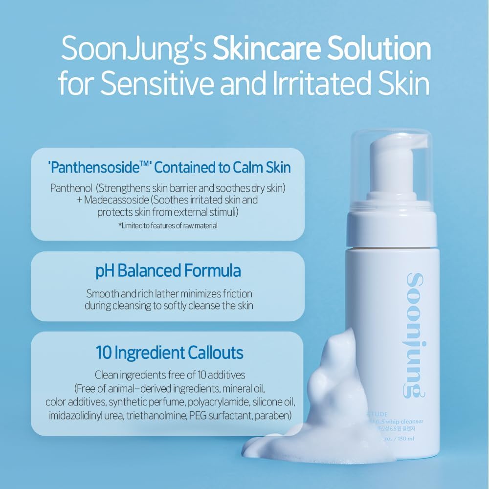 ETUDE HOUSE Soon Jung pH 6.5 Whip Cleanser For Sensitive Skin 150ml Health & Beauty 3