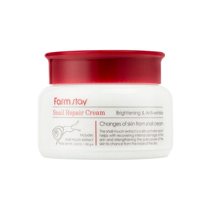 Farm Stay Snail Repair Cream Snail essence Hydrating 100g SKIN CARE, Treatments, Serum & Essence, Korean skincare, Snail Mucin Cream, Hydrating facial cream, Niacinamide skincare, Skin barrier support, Dewy skin, Farm Stay