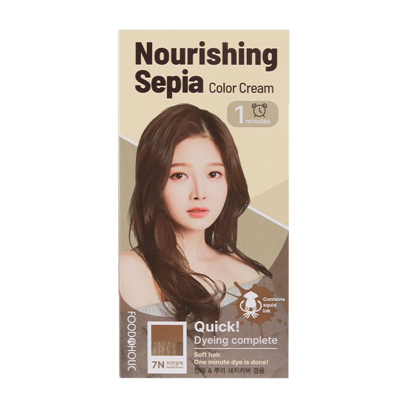 Foodaholic Nourishing Sepia Color Cream 7N Natural Brown Squid Ink 60g Hair 1