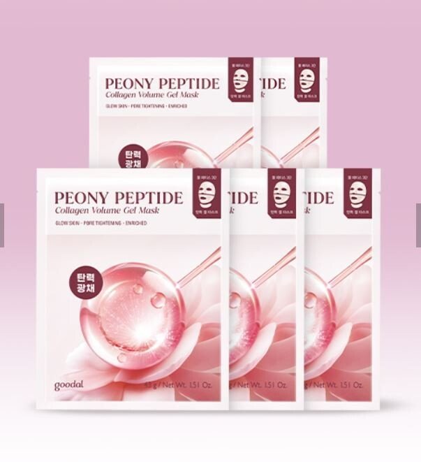 GOODAL Peony Peptide Collagen Gel Mask 5pcs Sheet Mask 1