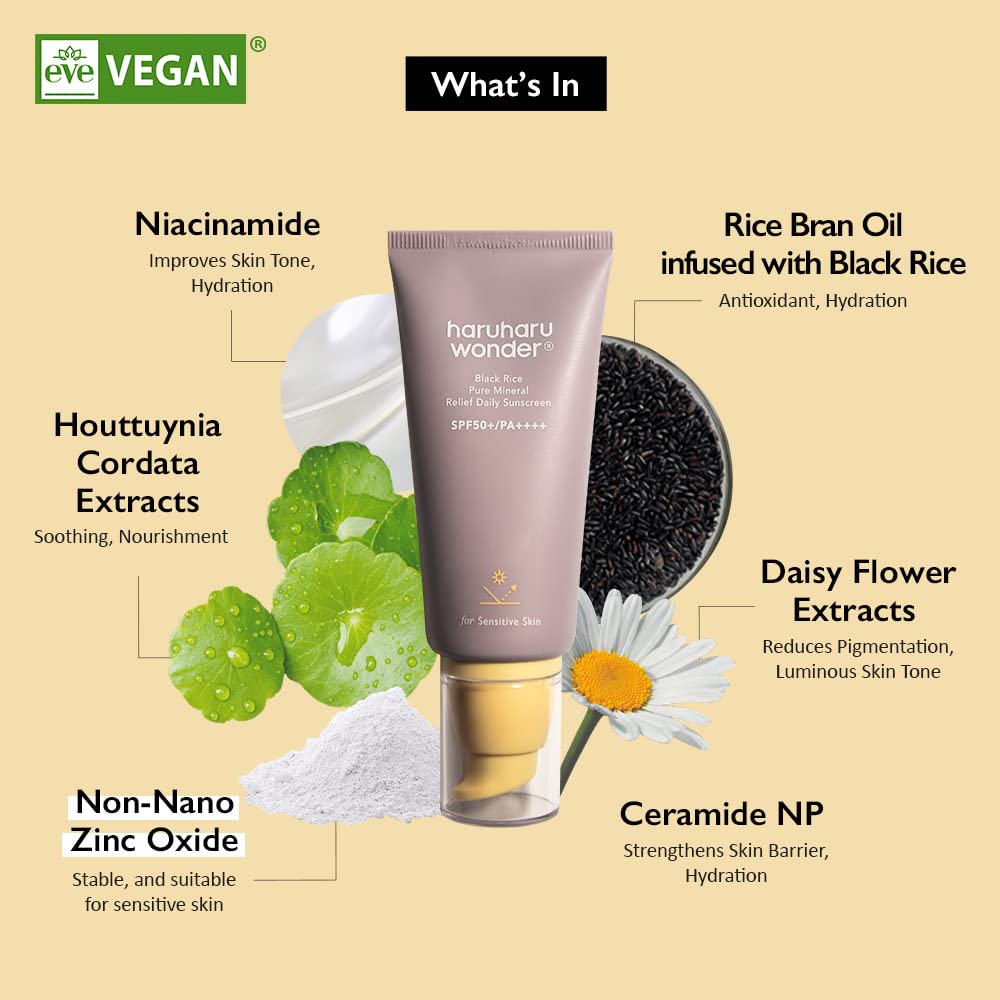 HARUHARU WONDER Black Rice Pure Mineral Relief Daily Sunscreen SPF50+ PA++++ 50ml Health & Beauty oceanbuy beauty markham toronto free ship USA asian korean skincare