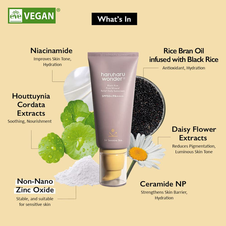 HARUHARU WONDER Black Rice Pure Mineral Relief Daily Sunscreen SPF50+ PA++++ 50ml Health & Beauty oceanbuy beauty markham toronto free ship USA asian korean skincare