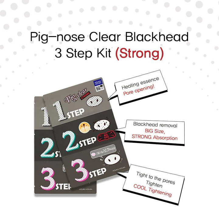 HOLIKA HOLIKA Pig - Nose Clear Black Head 3 - Step Kit Strong 5 Pack Health & Beauty oceanbuy.ca markham toronto free ship USA asian korean skincare