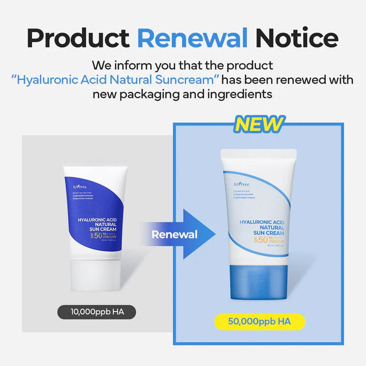 ISNTREE Hyaluronic Acid Natural Sunscreen SPF50+ PA++++ 50ml (NPN 80121023) Health & Beauty Kbeauty markham toronto free ship USA asian korean