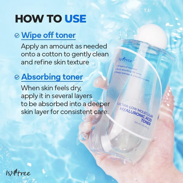 ISNTREE Ultra - Low Molecular Hyaluronic Acid Toner 300ml Toner & Essence 4