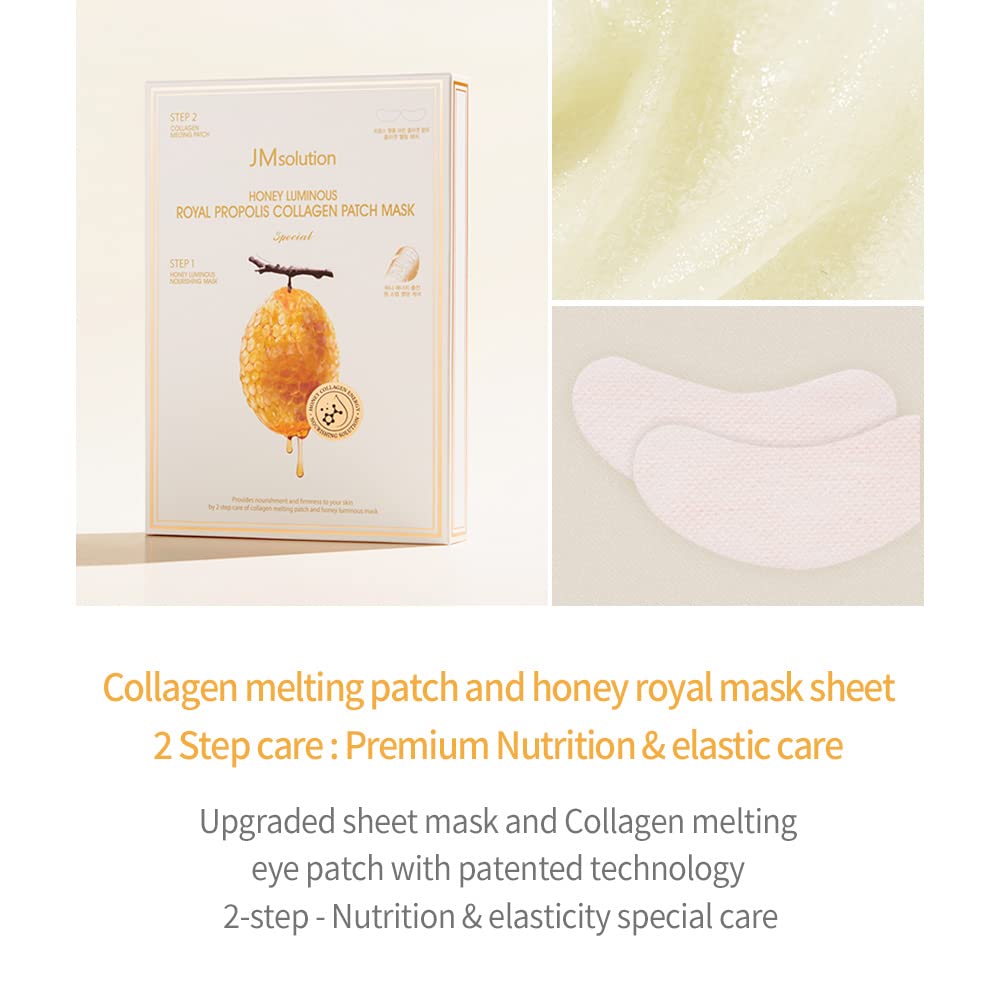 JM SOLUTION Honey Luminous Royal Propolis Collagen Patch Mask 5Pcs Health & Beauty oceanbuy.ca markham toronto free ship USA asian korean skincare