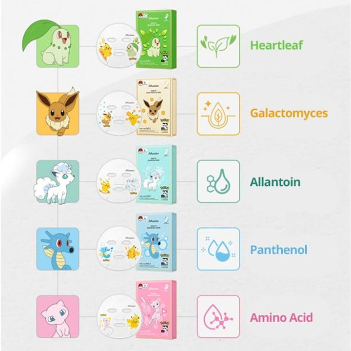 JM SOLUTION x POKEMON Stamp In Allantoin Facial Mask 10Pcs