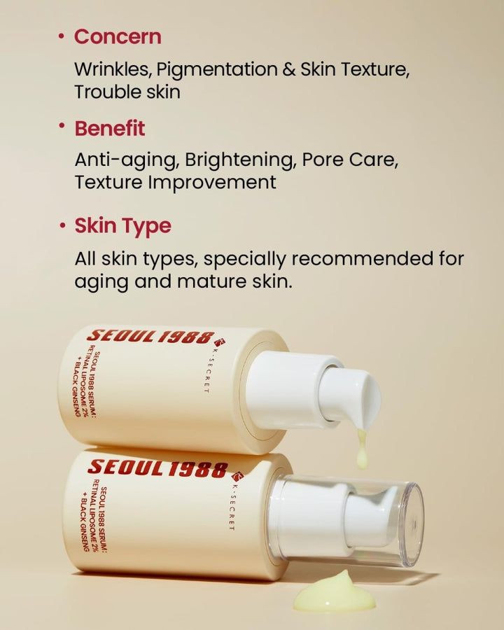 K - SECRET Seoul 1988 Serum: Retinal Liposome 2% + Black Gingeng 30ml Health & Beauty