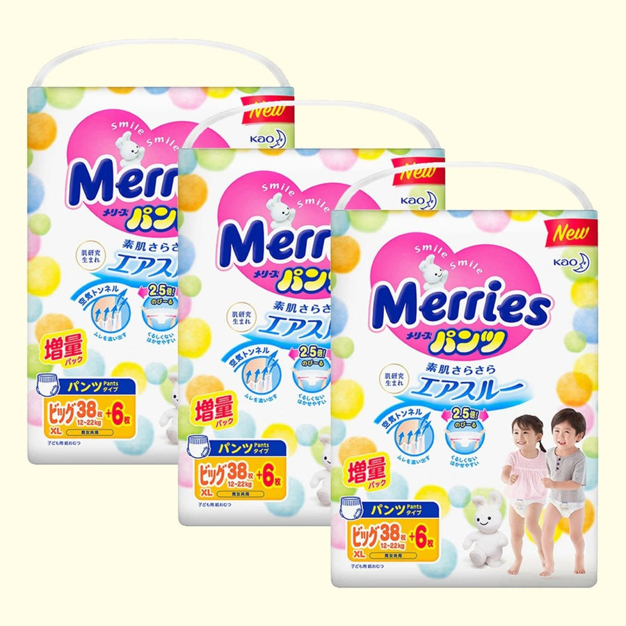 KAO Merries Baby Diaper Pants Type No Tape Size XL (12 - 22Kg) 38+6Pcs (3 Bag) Baby & Toddler oceanbuy.ca markham toronto free ship USA asian korean skincare