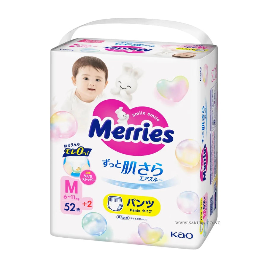 KAO Merries Super Premium Pants Tpye No Tape - Size M (6 - 11KG) 52+2Pcs Baby & Toddler 1