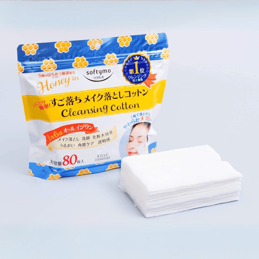 KOSE Softymo Cleansing Cotton (HoneyMild) 80 Sheets Makeup Remover 1
